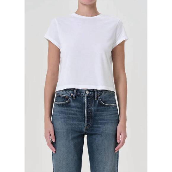 NEW AGOLDE adine shrunken crewneck tee in white - Picture 1 of 3